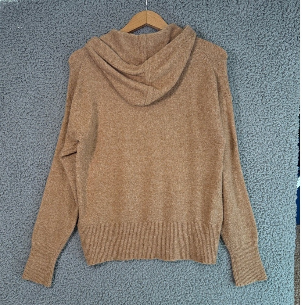 J.Crew Wool Alpaca Hooded Sweater Womens S Tan Fuzzy Soft Cozy Pullover - Picture 3 of 5